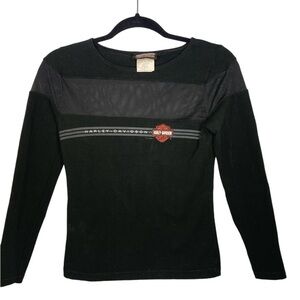 Vintage Harley Davidson Three-Quarter Sleeve Top Mesh Detail Size XS/S